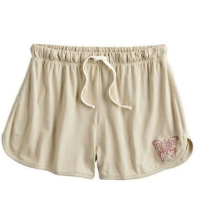 Fifth Sun butterfly screenprint shorts Woman’s size Small coral brown cream